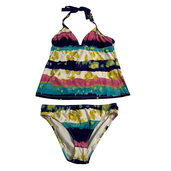 Abs Ocean Starfish Womens Two Piece Tankini Size 8 Top Size 10 Bottoms Tie-Dye - Picture 1 of 6